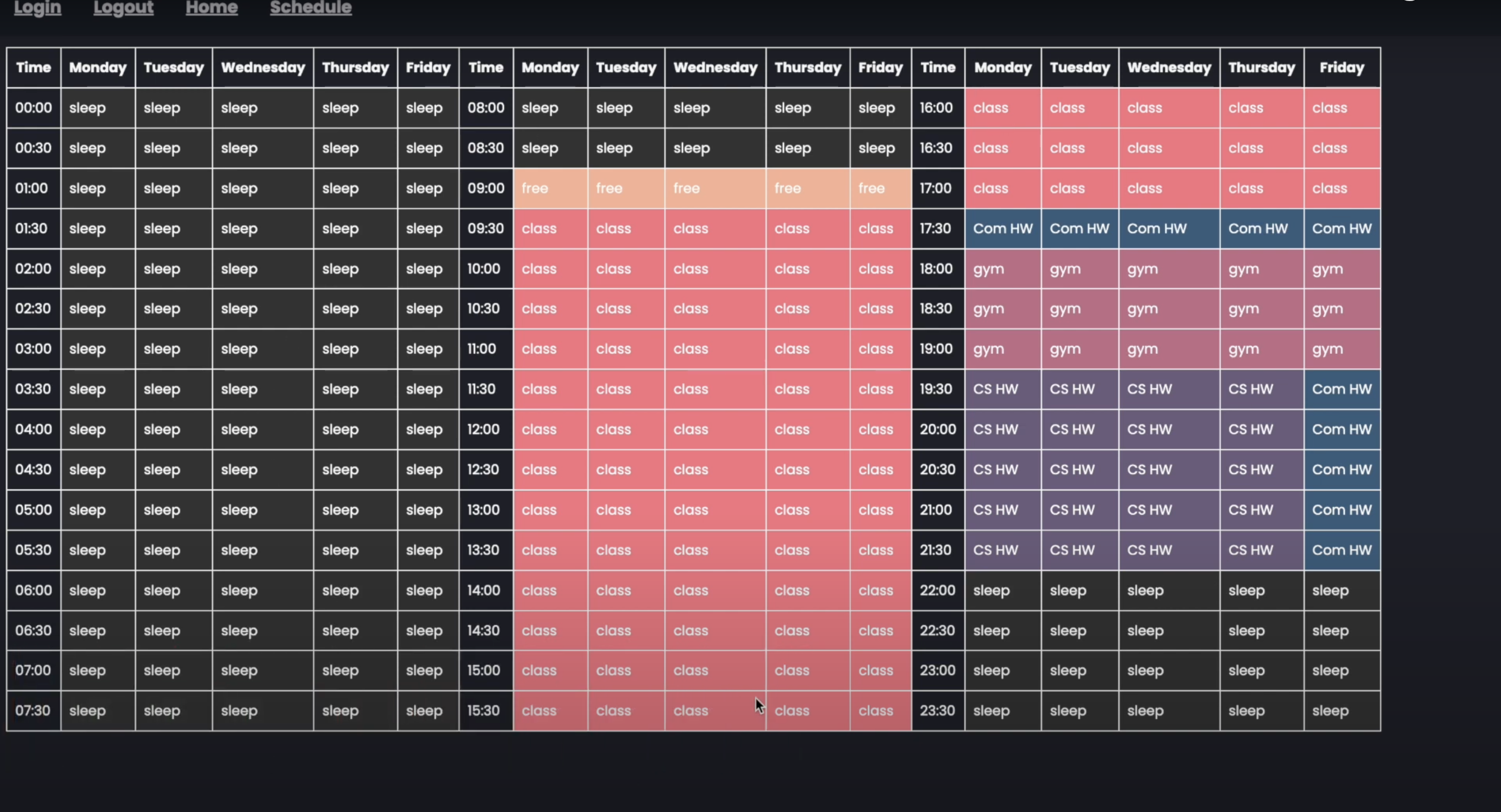 Schedule